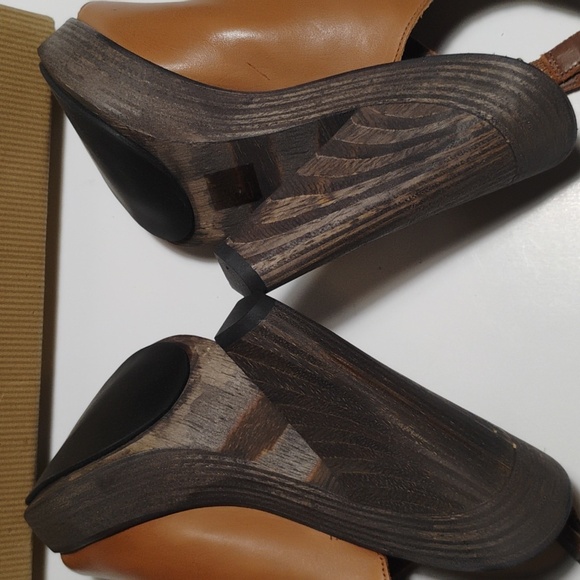 Joie Women's Get On Up In Cognac Leather Wooden Heeled Sandals In Box Sz 7.5 - Picture 7 of 14